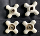 ANTIQUE VINTAGE WHITE PROCELAIN CROSS KNOBS BATH SINK COLD, HOT,  LOT OF 4 — photo 2