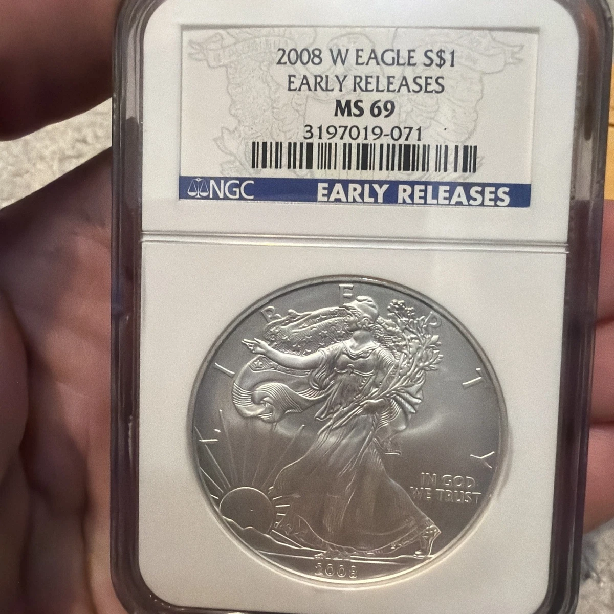 鑑定銀貨～2008 American Silver Eagle MS69 NGC 鑑定銀貨～2008
