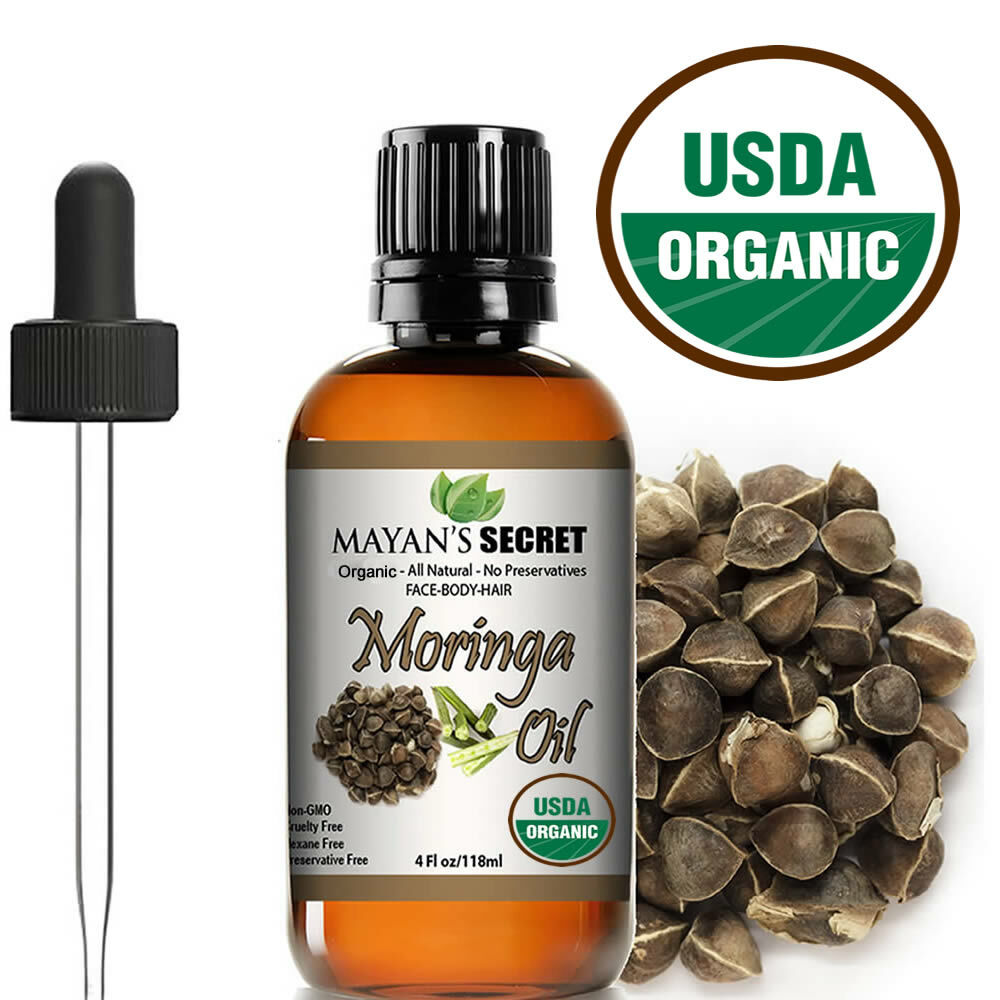 Moringa Oil 100% Pure Virgin Cold Pressed l, Anti-Aging, 4 fl.oz. USDA Organic