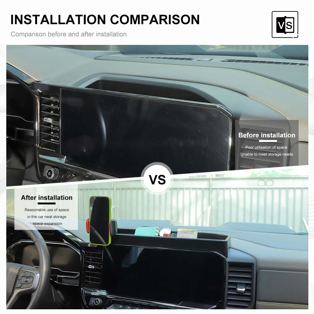 Center Dash Storage Box Tray w/Phone Holder Bracket For Chevy Silverado 2022 23+