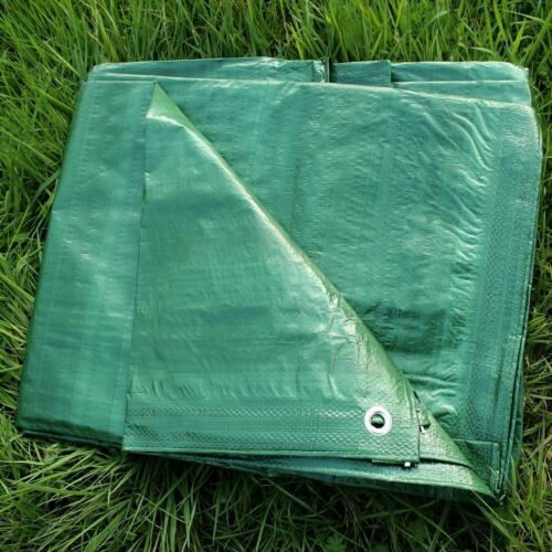 GREEN WATERPROOF TARPAULIN SHEET STRONG WITH EYELETS 80gsm - Picture 13 of 21