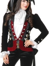 Women's Small 5-7 Black And Wine Sultry Pirate Lady Captain Costume Jacket Coat