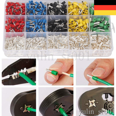 1640x Aderendhülsen Sortiment isoliert 0,5-4.0mm² Adern Endhülse Kabelschuhe Set