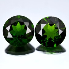 3.12 ct 2pcs MATCHING PAIR Round 8 x 8 mm Green Chrome Diopside Genuine