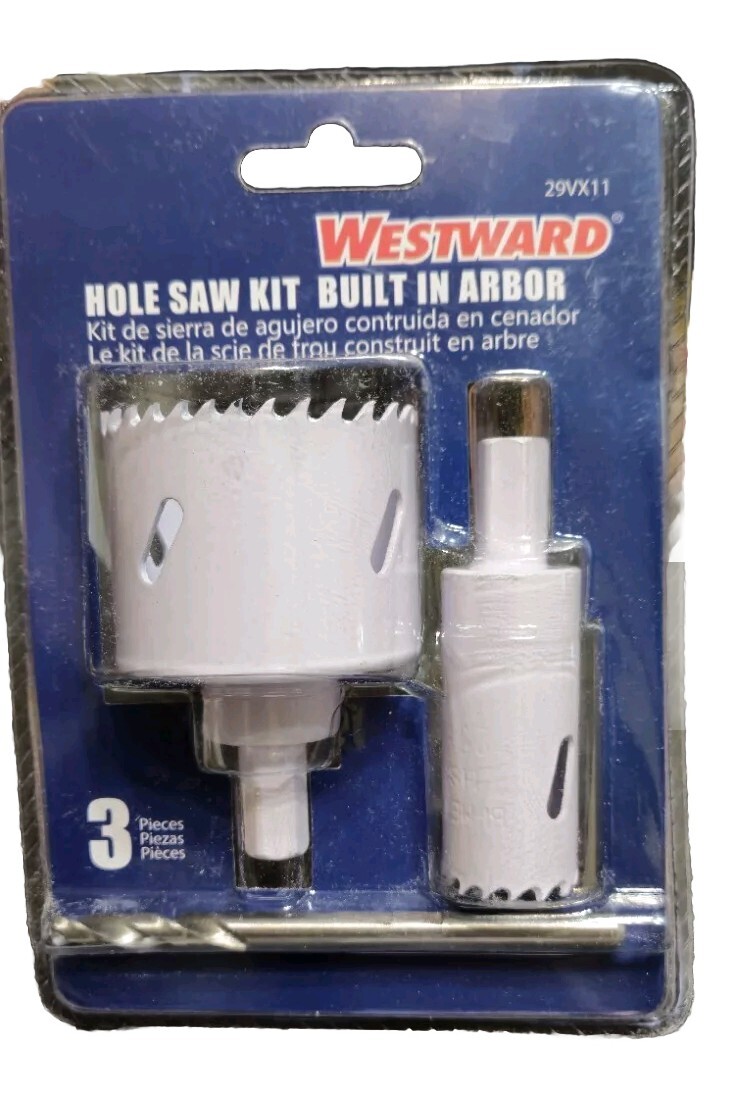 WESTWARD 29VX11 Hole Saw Kit, 3 pcs. 29VX11