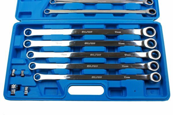 US PRO 10pc Extra Long Double Ring Single Gear Ratchet Spanner Wrench Set 3224