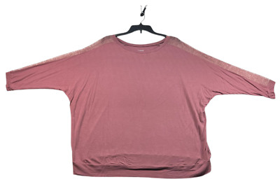 Torrid Super Soft Blouse Womens Plus Size 3 Pink 3/4 Sleeve Lace Stretch