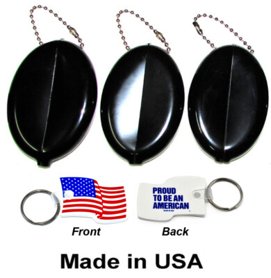 3 Oval Squeeze Purses | Holds Coins & small items | Made in USA +  Flag Key-Ring