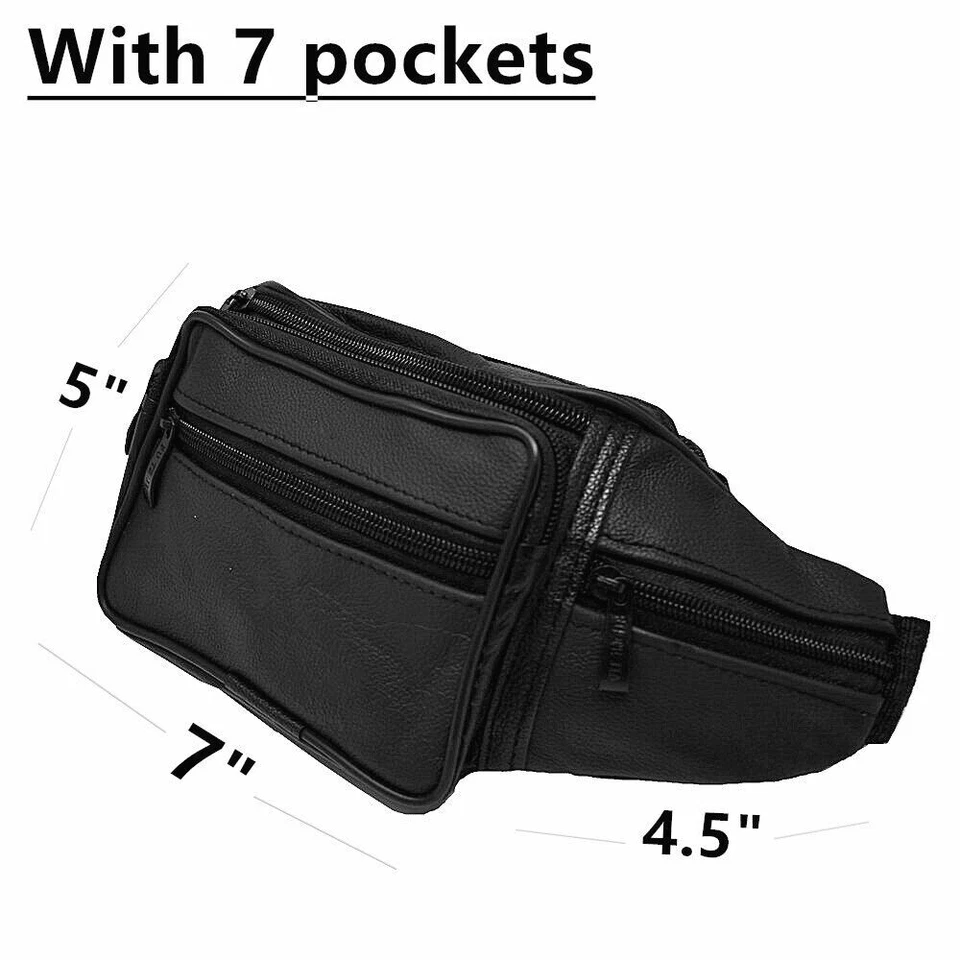 Fanny Pack черный из натуральной кожи талии сумка путешествий сумочка бедра ремень ручная кладь мешок - Изображение 3 из 4