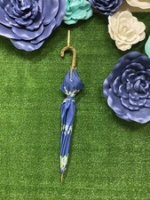 vintage blues and greens floral umbrella with gold detailed handle