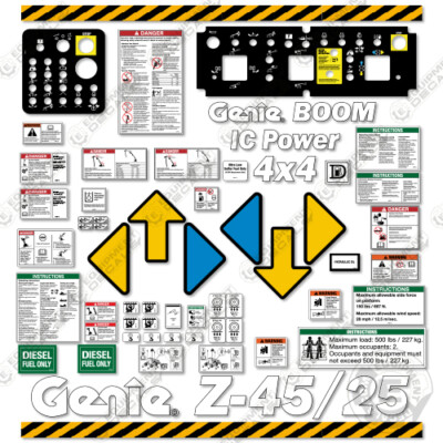 Fits Genie Z-45/25 (2003) Decal Kit Articulated Boom Lift - 7 Year 3M Vinyl!