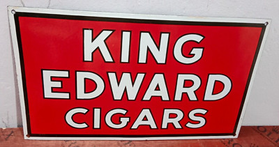King Edward Cigars Porcelain Enamel Sign 24 x 14 Inches 1 Sided