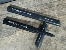 2X ~ Styli Style Flat Liner 24 Thick & Thin Eye Liner 704 Blackest Black nwob