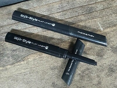 2X ~ Styli Style Flat Liner 24 Thick & Thin Eye Liner 704 Blackest Black nwob