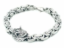 Wolf Armkette Edelstahl Celtic Mjolnir Armband Viking Wikinger Biker Rocker USA