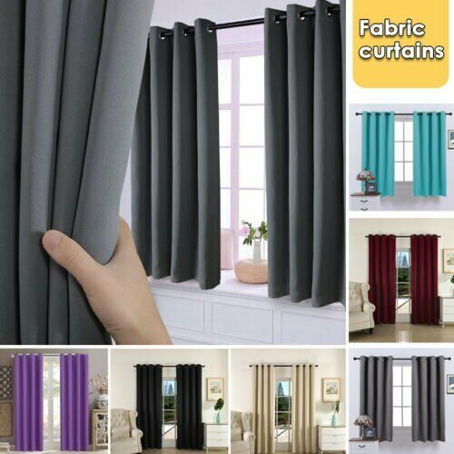 2X Blockout Curtains Blackout Window Curtain Draperies Pair Eyelet for Bedroom - Picture 1 of 20