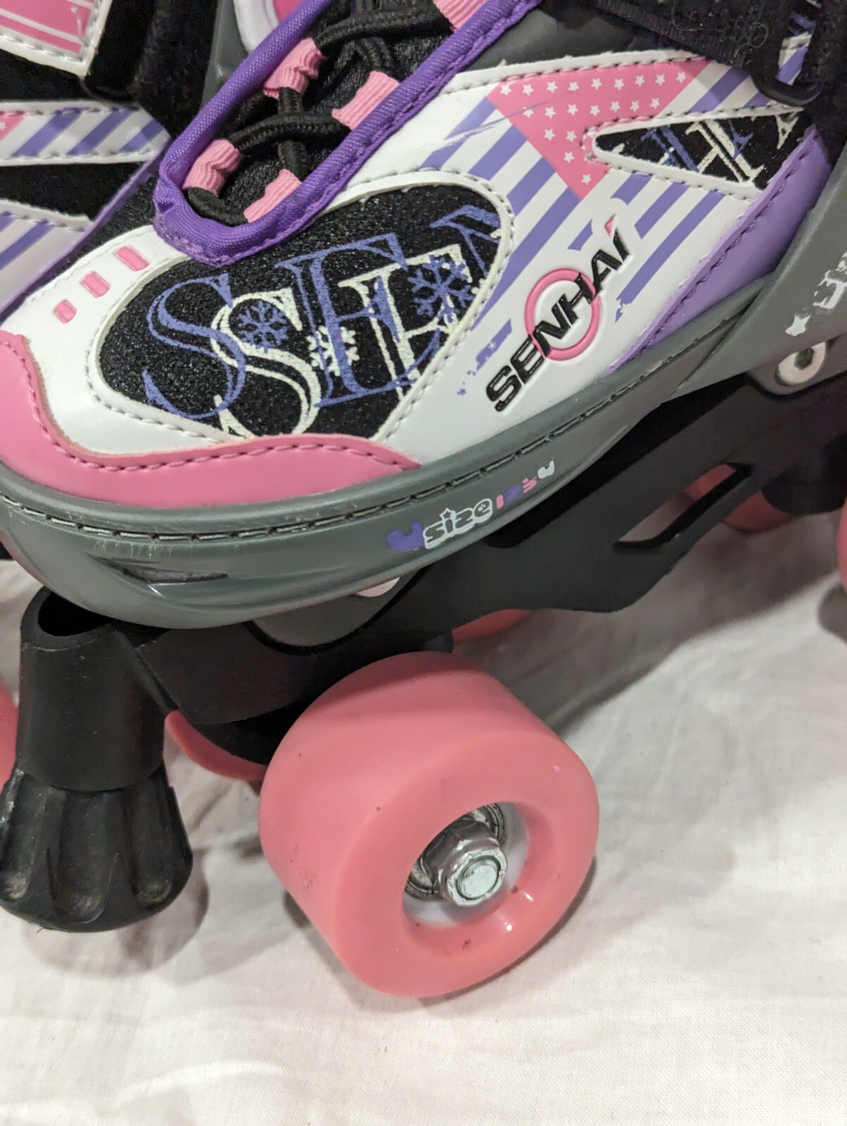 Senhai Power Quad Roller Skates White Pink Purple Size S 3336 eBay