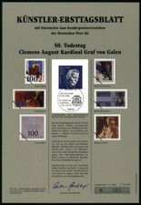 BRD K&Uuml;NSTLER-ETB 1996/10 1848 KARDINAL GRAF VON GALEN