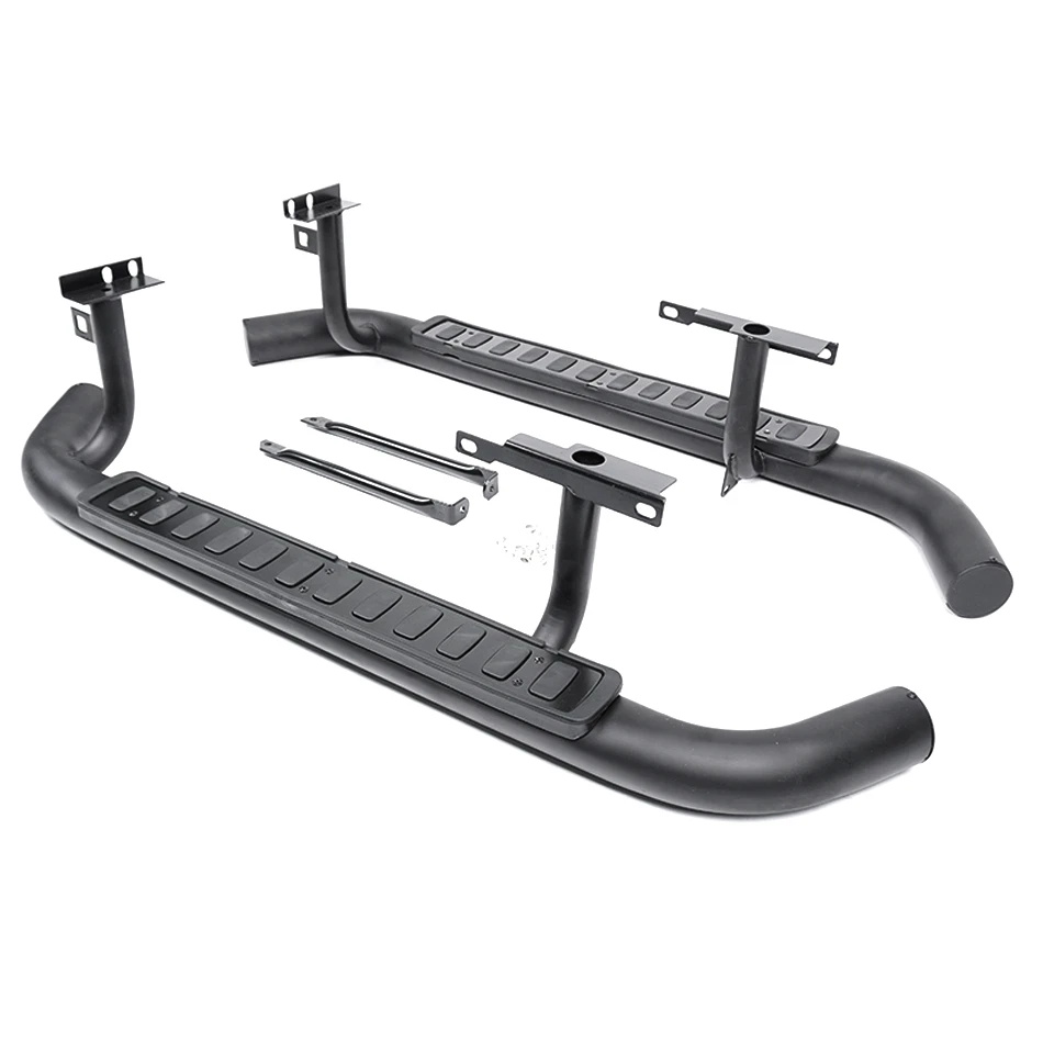 SE ADAPTA LAND ROVER DEFENDER 90 ESCALONES LATERALES TUBULAR TODO NEGRO ESTILO FUEGO Y HIELO Foto 4 de 4