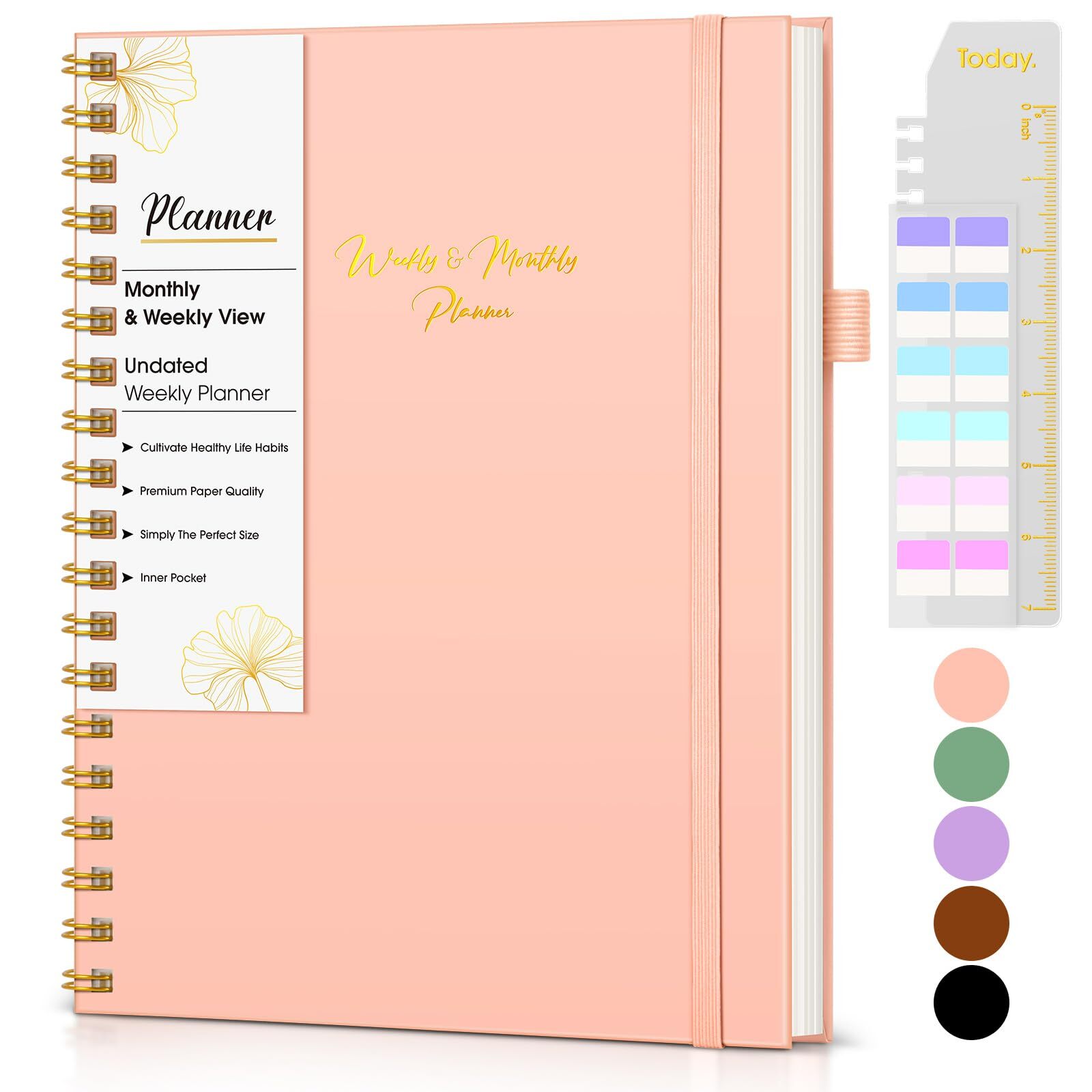 Undated Weekly and Monthly Planner B5 Large Weekly To Do List Notebook with G...