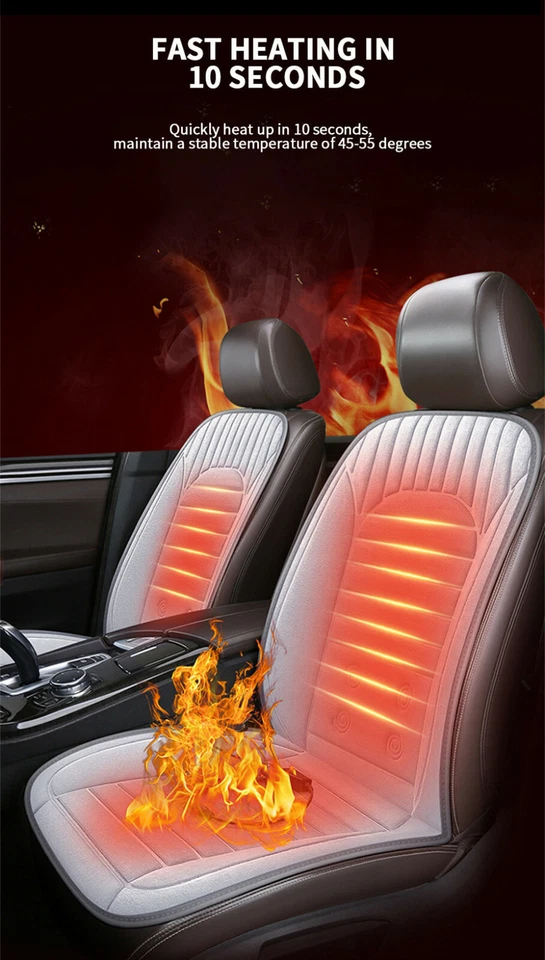 Cojín calentador de felpa con interruptor de ajuste de temperatura para funda de asiento con calefacción de coche Foto 4 de 4