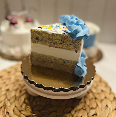DEZICAKES Fake Piece of Cake Slice Artificial Food of Blue