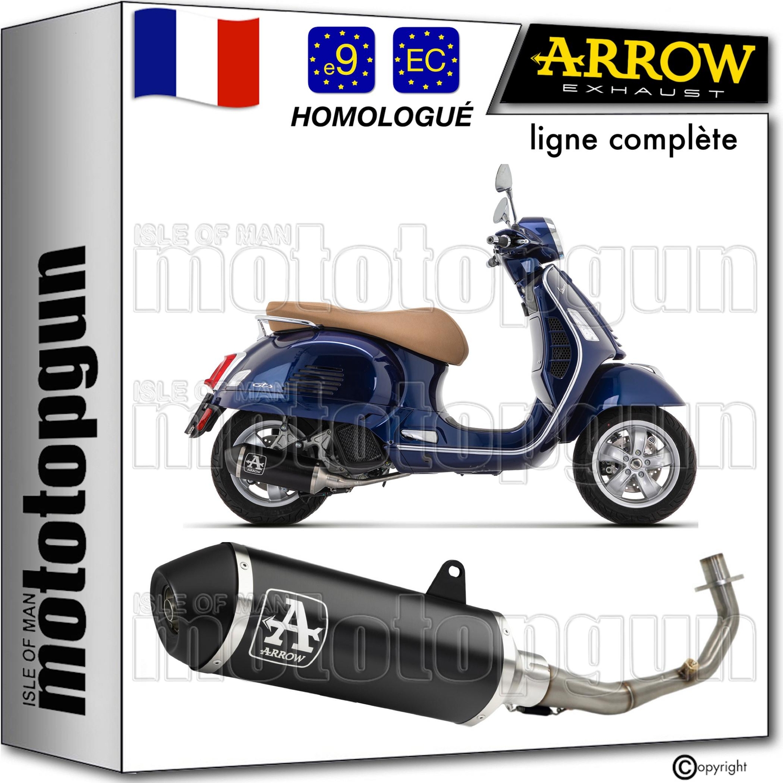 Ligne de prestige Arrow Urban open noir pour Piaggio Vespa GTS 125ie 2021