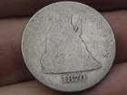 1870 P Silver Seated Liberty Quarter- Philadelphia, About Good Details