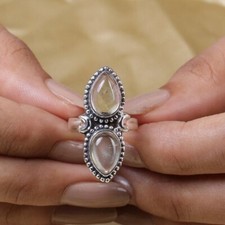 Golden Rutile Quartz Ring 925 Sterling Silver Band  Statement Handmade All size