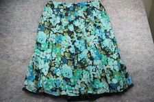 Requirements Skirt Size 14 Floral Green Blue NWT Knee Stretch