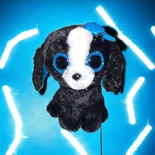 Ty Beanie Boos Ty Silk Tracey the Black Dog Plush Stuffed Blue Glitter Eyes 6"