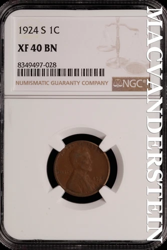 1924-S Lincoln Wheat Cent - NGC XF 40 BN - Scarce  No Reserve  #SLH125