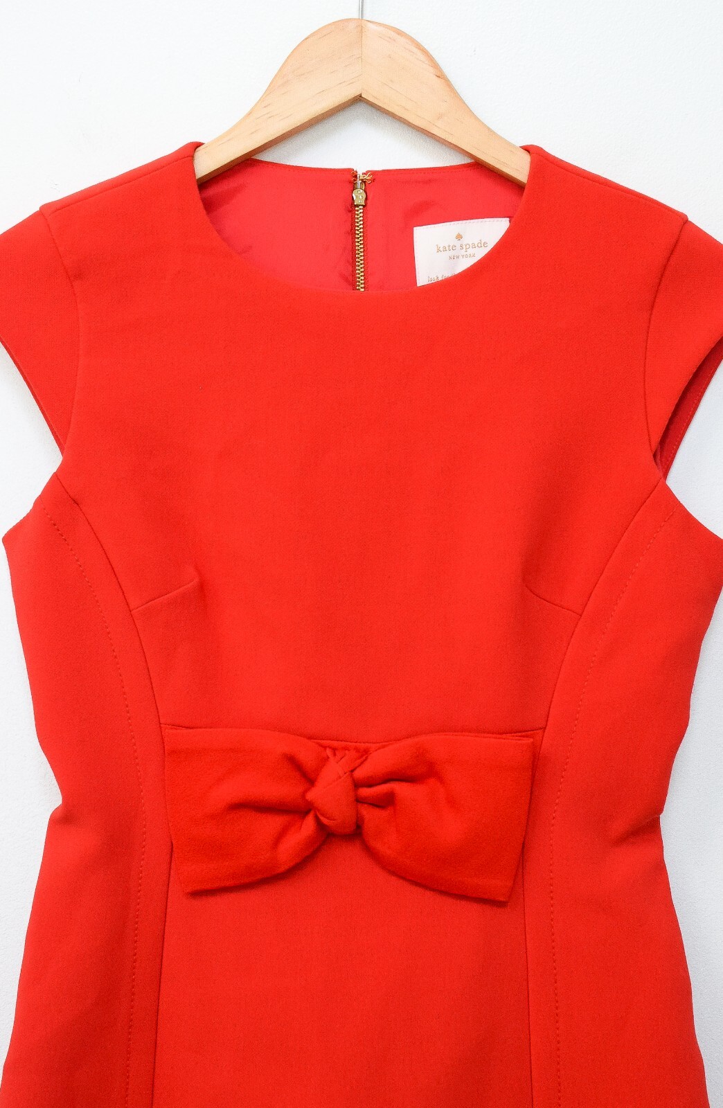 Kate Spade Red Bow Dress A-Line Cap Sleeves Stretch Crepe Size 0 Classic Retro thumbnail 2