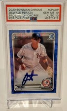 2020 Bowman Oswald Peraza Blue Mega Refractor Auto #/150 PSA GEM MINT 10