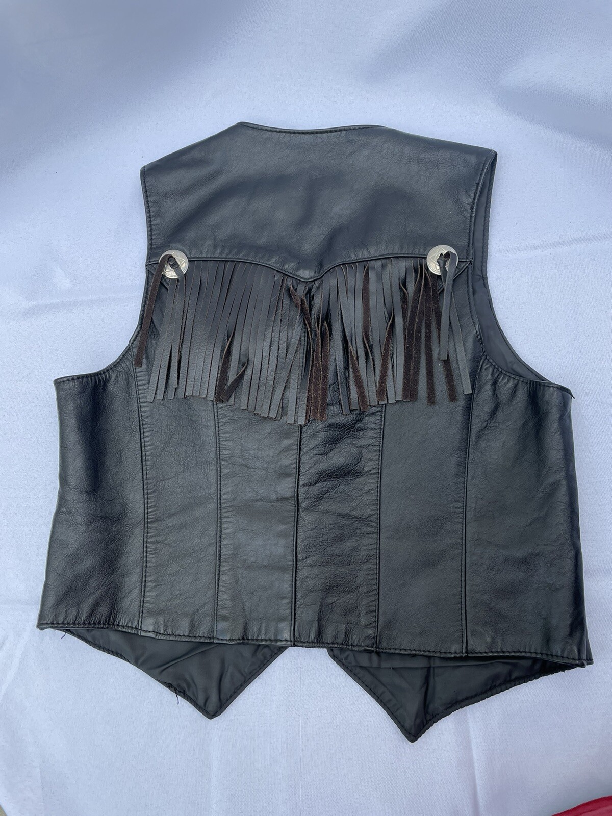 Park V Leather Vest Women's Size 14 Fringe Motorcycle Biker Made In USA