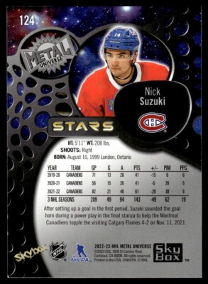 Nick Suzuki Stars 2022-23 Skybox Metal Universe Blue Spectrum FX