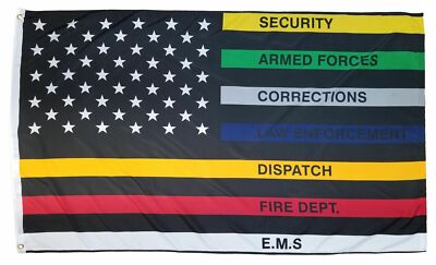 3x5 Ft First Responders Thin Line American Flag: 100% Polyester - Foto 8
