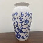 Vintage Anchor Hocking Blue Birds Vitrock Milk Glass Vase | 9” Tall | Floral