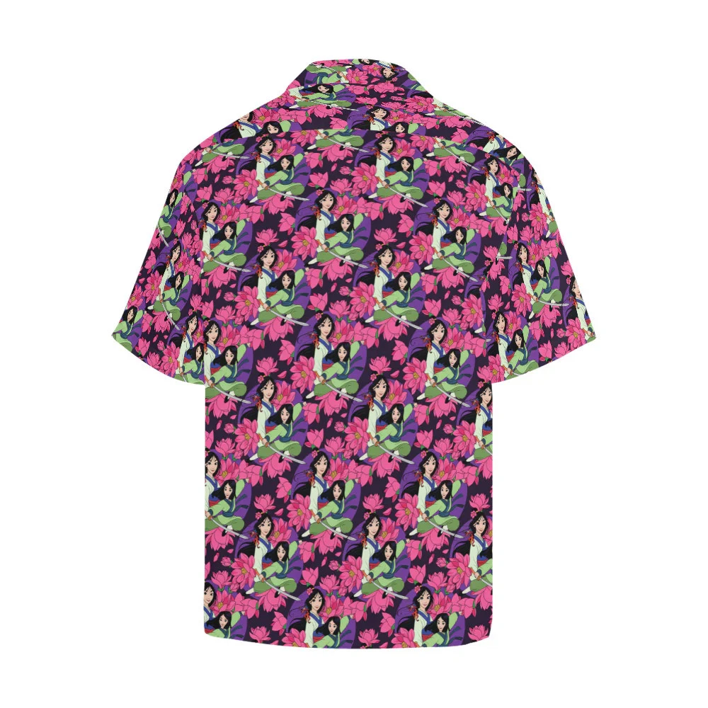 Disney Mulan Blooming Flowers Pink Hawaiian Shirt