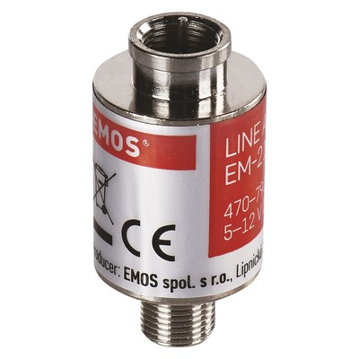 EMOS Satelliten-Leitungsverstärker Inline 20 dB DVB-T2 Kabelfernsehen Antennen
