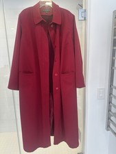 Womens rain Coat cranberry belted long zipout lining washable