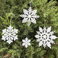 40PCS Glitter Snowflake Ornaments, Christmas Hanging Decorations for Winter C...