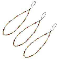 3 Pcs Phone Beaded Charms Strap Wrist Lanyard Cute Camera Bracelet