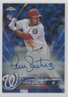 2018 Topps Chrome Rookie Blue Refractor 107/150 Adrian Sanchez #RA-ASA Auto 0b3
