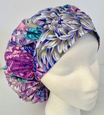 Floral Print Size Large Medical Bouffant Scrub Cap Surgery Hat