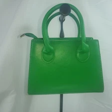 Kelly Green Small Double Handle Handbag Purse Crossbody Leather Smooth Finish