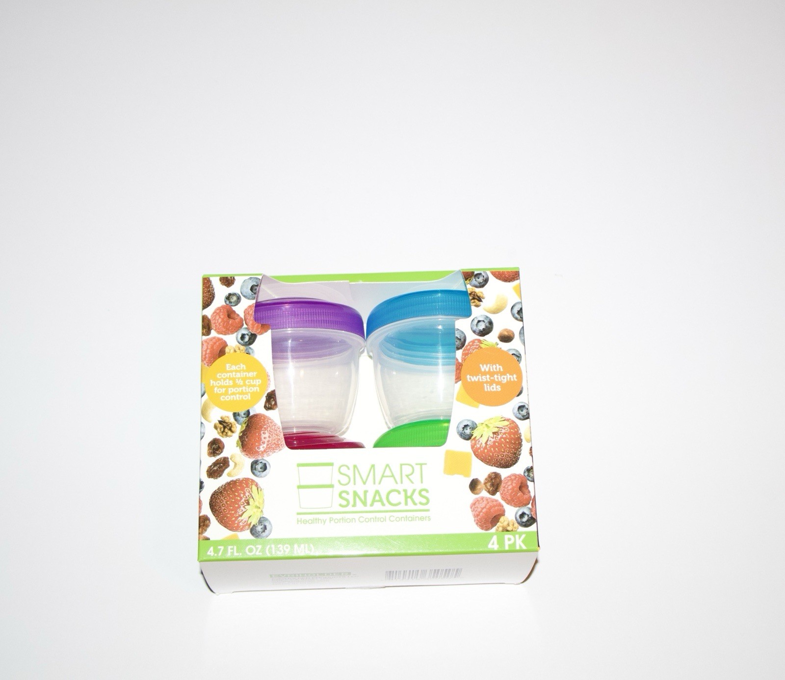 EVRIHOLDER Smart Snacks Food Storage Containers Set Of 4-5.9 oz each BRAND NEW