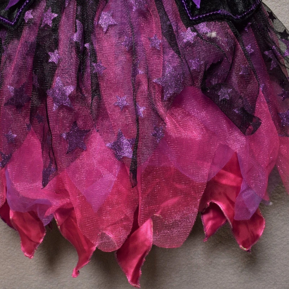 Disfraz de bruja negra morada y rosa para niña talla 4-6 falda iluminada disfraces EE. UU. Foto 3 de 4