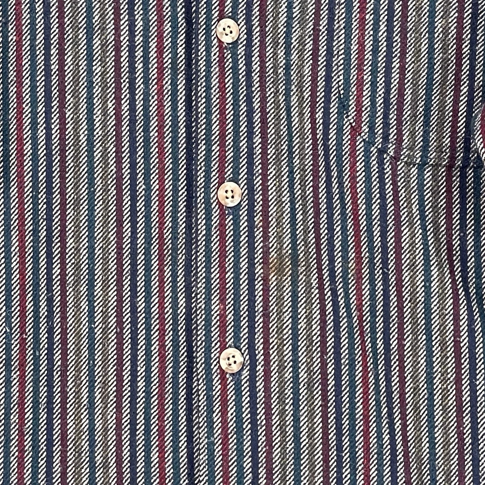 Camisa Woolrich Vintage L Gris Rayas EE. UU. Ropa de Trabajo Exterior Pesada Abotonada Foto 4 de 4