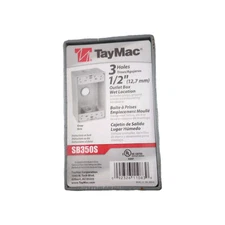 NEW TayMac SB350S 1-Gang Weatherproof Outlet Box Gray Three 1/2" Holes